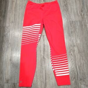 Athleta Leggings Sz S Orange White Striped